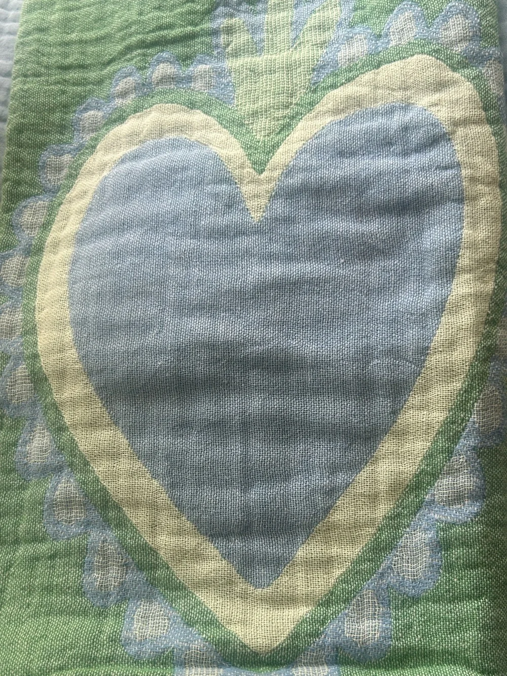 Heart Patterned Throw Blanket Green and Blue Last Available Best Seller New NWT
